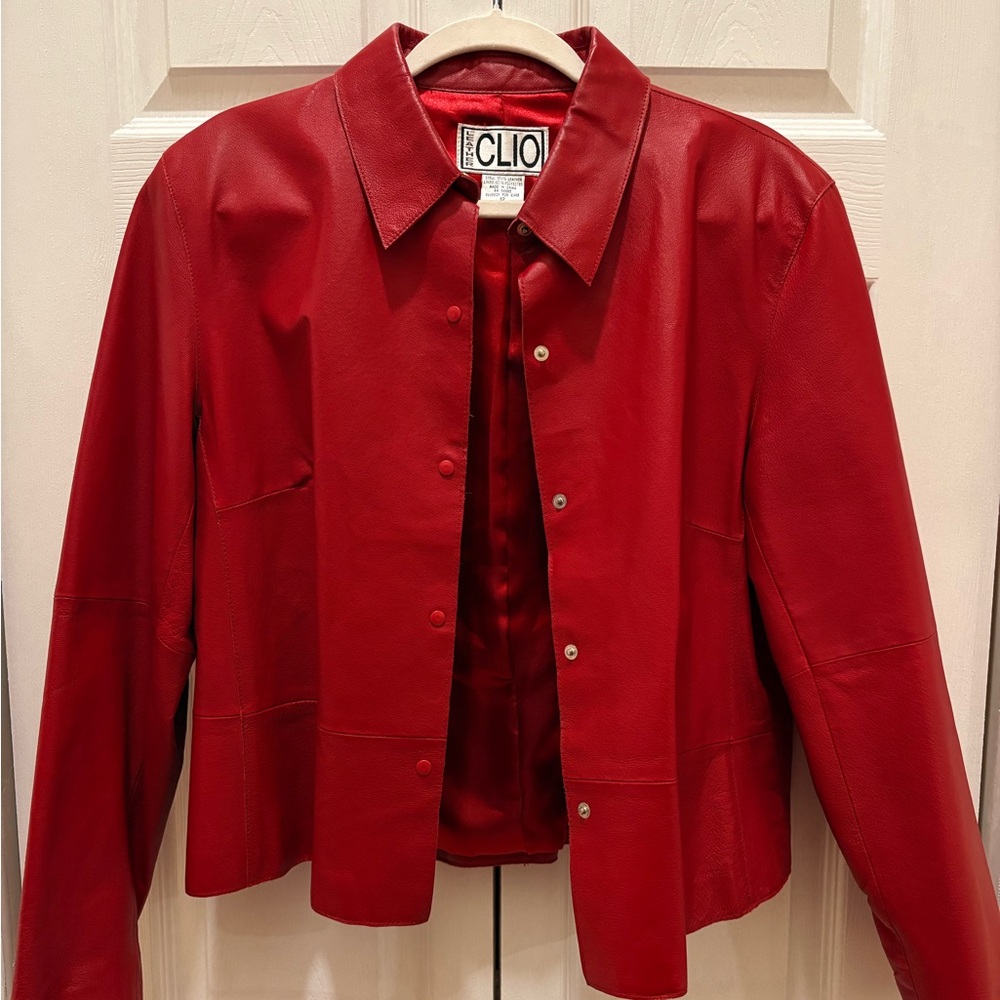 Women's Red 100% Leather Jacket